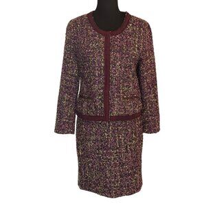 Petite Vintage Tweed Pencil Skirt Blazer Set 10P